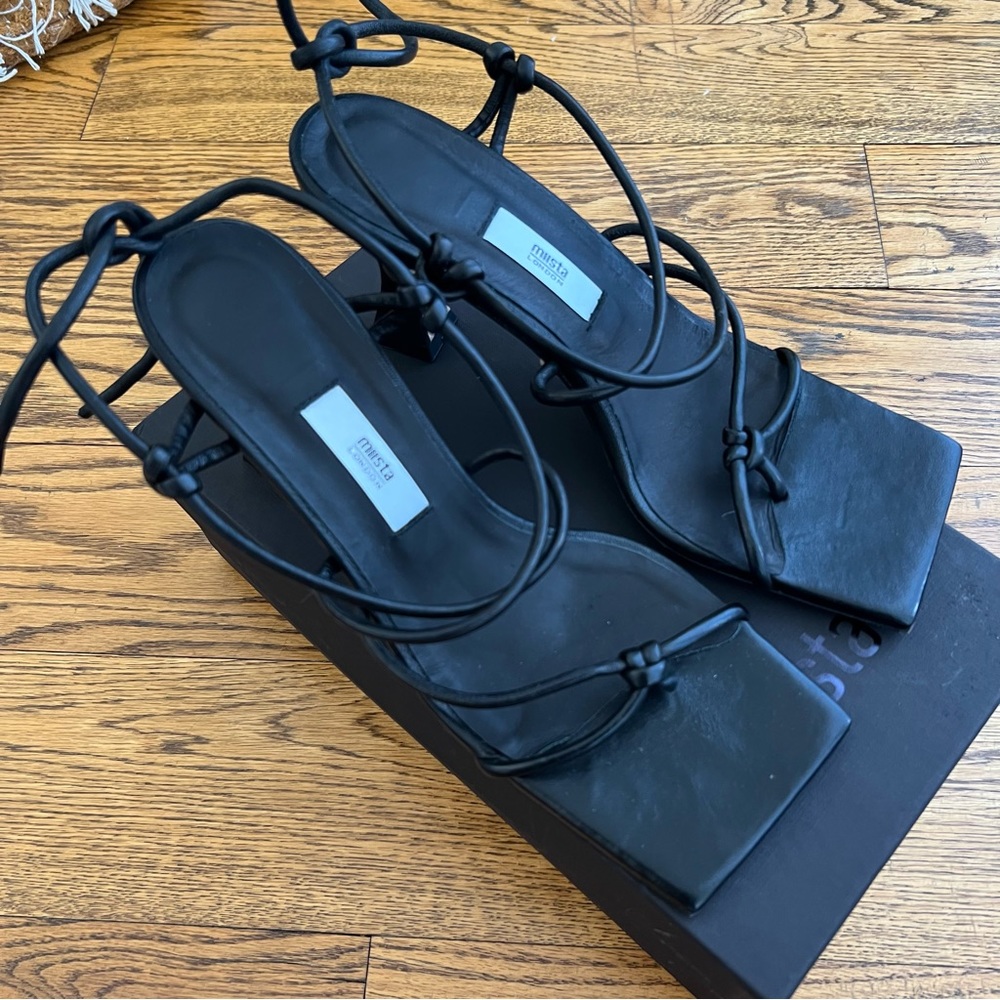 Miista Nappa Coco Black Sandal Heels - Picture 3 of 4